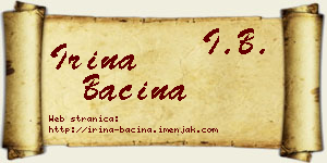 Irina Baćina vizit kartica